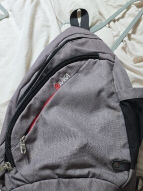 Men's Gray Everyday Backpack with Red Accent -
